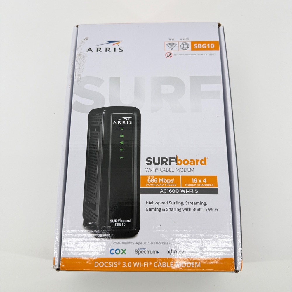 Arris Cable Modem Router Black Solid Plastic SBG10 AC1600 Wi-Fi 5